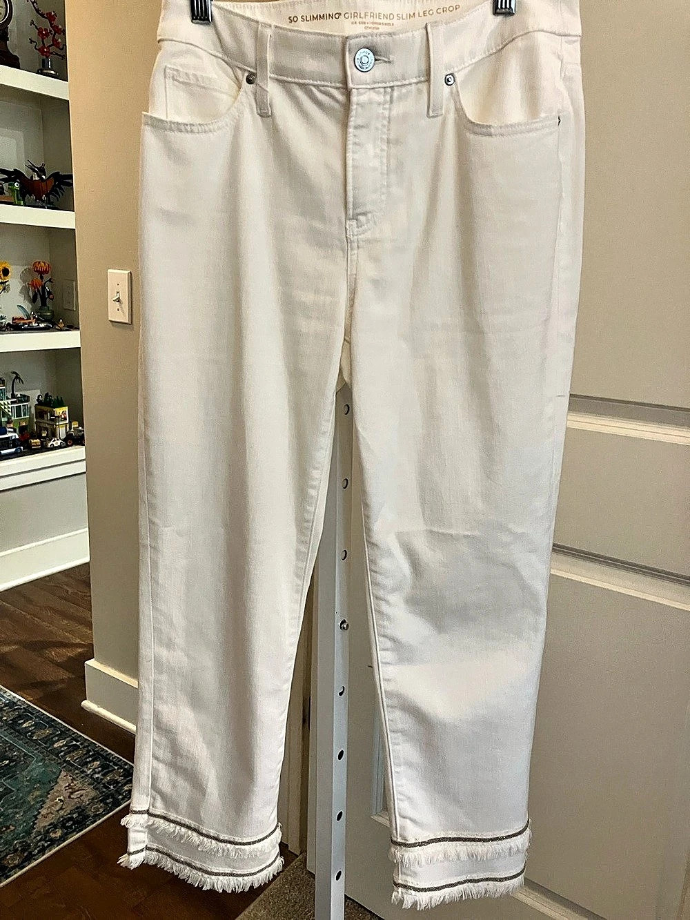 Chico's So Slimming Girlfriend Embellished Hem Cropped Jeans Cropped Jeans White